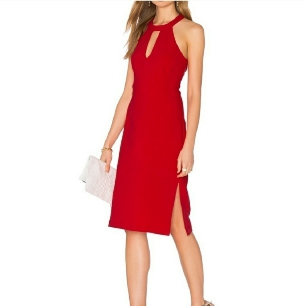 J.O.A. Red Halter Midi Dress